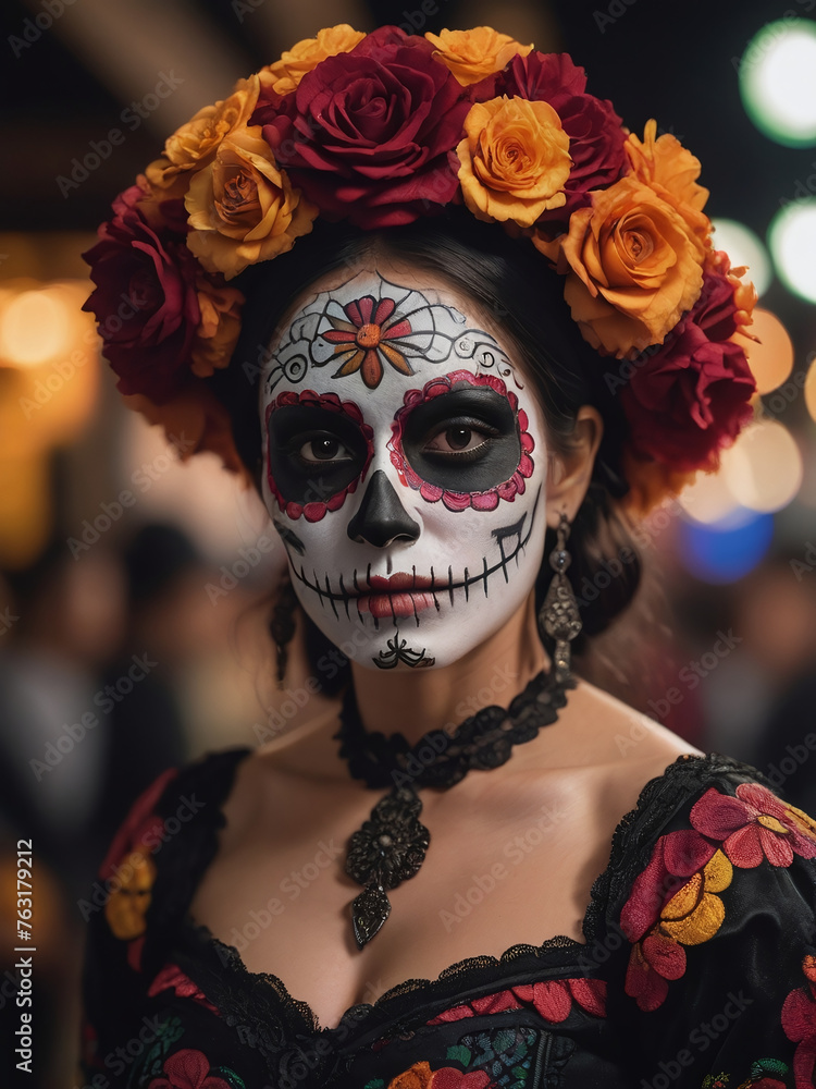 Photograph Of Woman In Day Of The Dead Costume