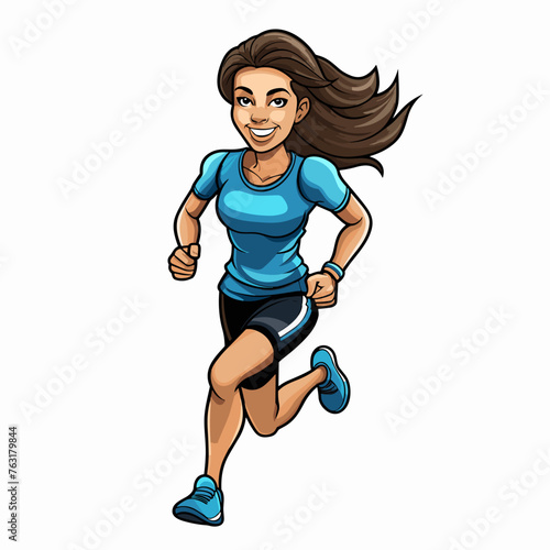 Female runner hand-drawn illustration. Female runner. Vector doodle style cartoon illustration