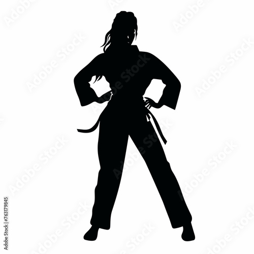 Martial art black icon on white background. Martial art silhouette