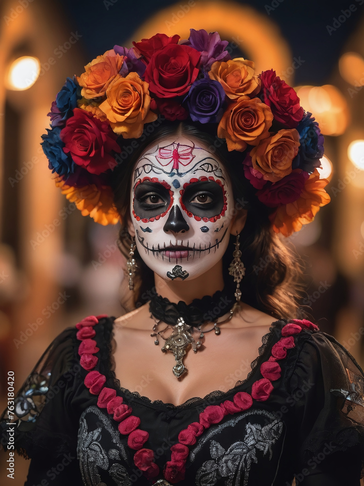 Photograph Of Woman In Day Of The Dead Costume