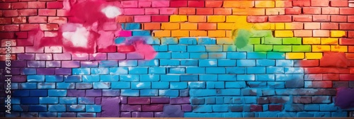 Full frame image of a colorful lgbt pride flag painted wall in vibrant palette for banner