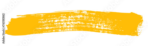 Yellow paintbrush stroke, splash color design element. Yellow ink stains. Vector illustration