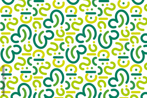 Colorful green hand drawn doodle seamless pattern. Abstract children design, playful art background. Vector illustration