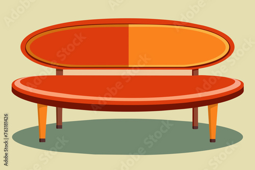 wide oval-shaped bench with a backrest