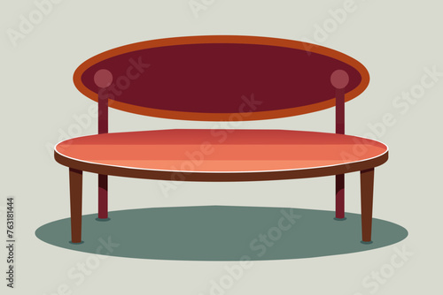 wide oval-shaped bench with a backrest