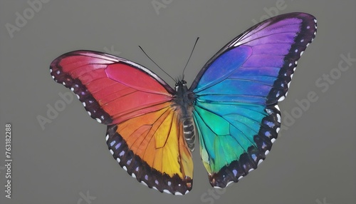 A Butterfly With Iridescent Wings Blending Into A Upscaled