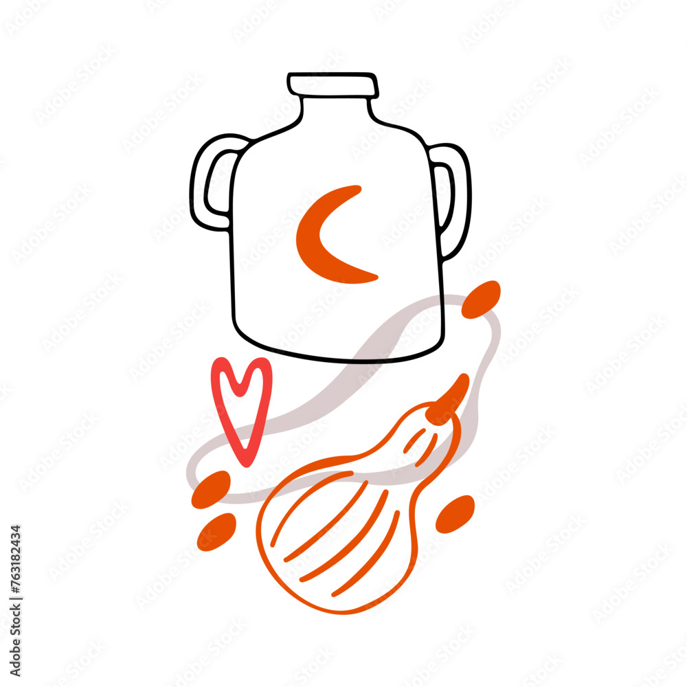 Vector autumn design in doodle style. Flat illustration of harvested vegetables and fruits for celebrate Thanksgiving. Set of food, decorative elements and cranberries. Vector autumn design in doodle style. Flat illustration of harvested vegetables and fruits for celebrate Thanksgiving. Set of food, decorative elements and cranberries.