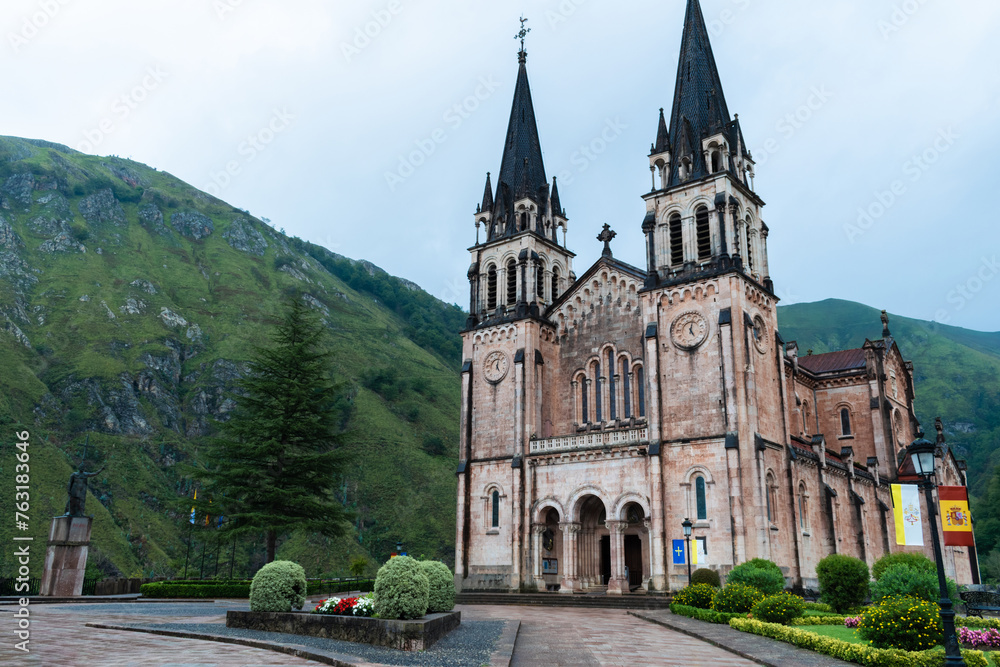 View Of The Façade Of The Basilica Of Santa Maria In Covadonga. Asturias, Spain