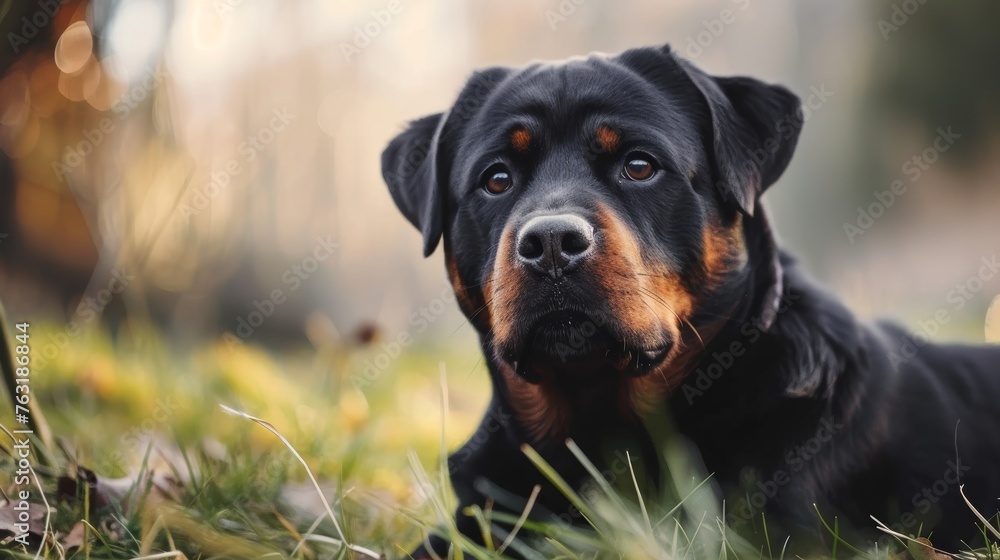 A strong and powerful Rottweiler with a confident posture symbolizing strength and loyalty AI generated illustration A strong and powerful Rottweiler with a confident posture symbolizing strength and loyalty AI generated illustration