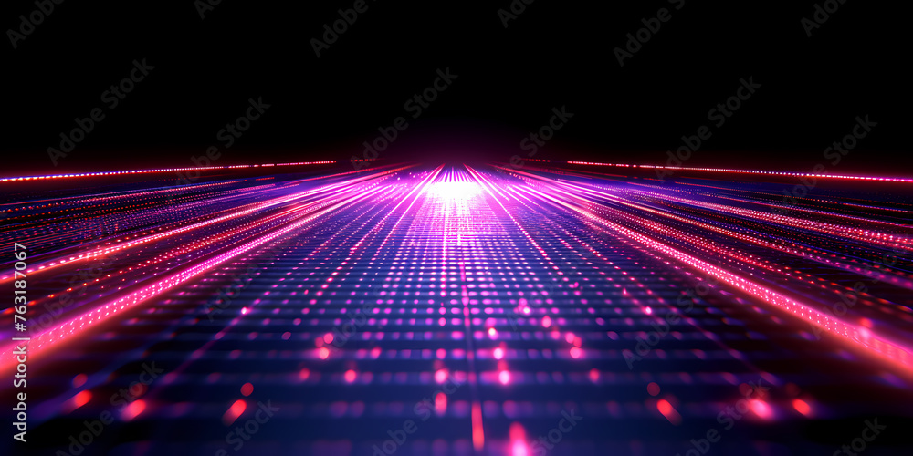 Abstract Colorful Background Of Bright Neon Stars And Glowing Lines - A Purple And Pink Lights