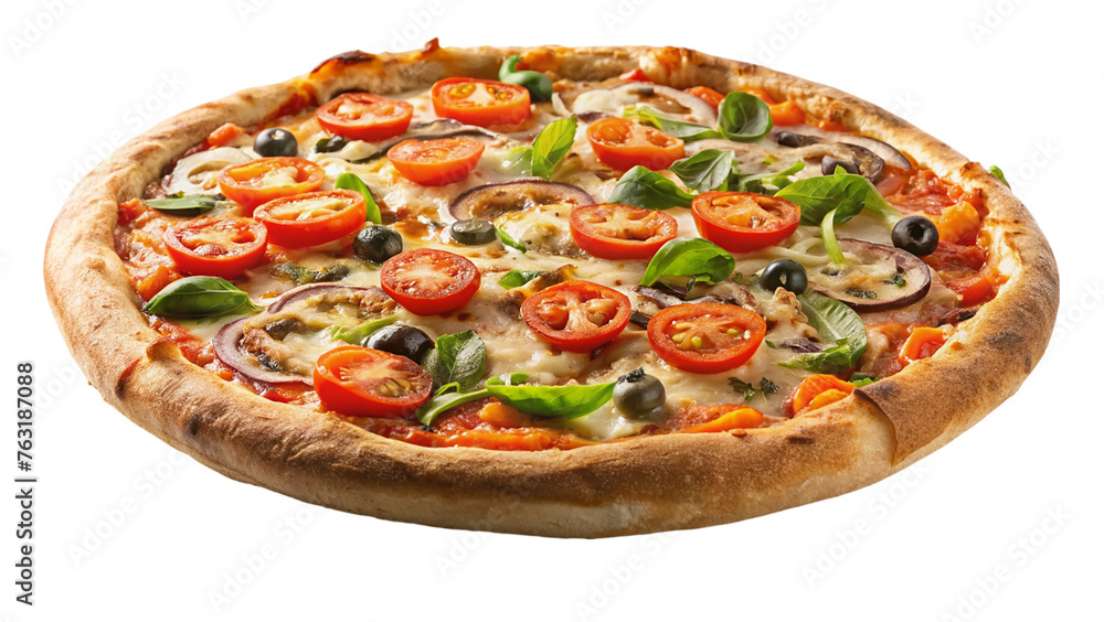 Vegetarian pizza. isolated on transparent background.