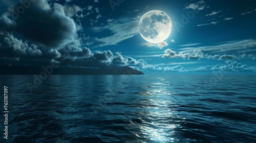 A tranquil moonlit ocean with no land in sight AI generated illustration