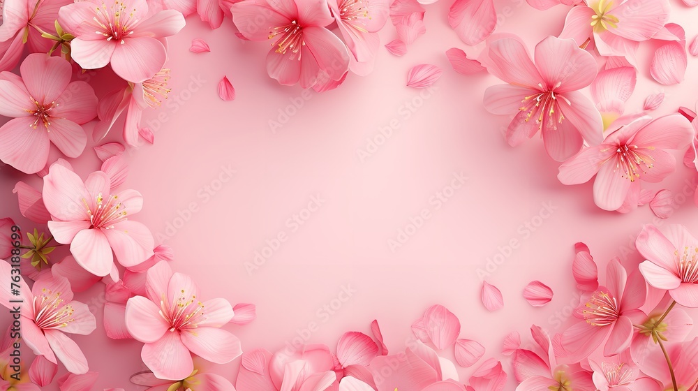 Spring flower abstract pastel pink banner with delicate floral elements Spring flower abstract pastel pink banner with delicate floral elements