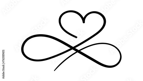 Heart sign of love is forever. Infinity Romantic. Symbol of connected people, join, passion and wedding. Template T-shirts, postcards, posters. Valentine's day element. Vector illustration isolated