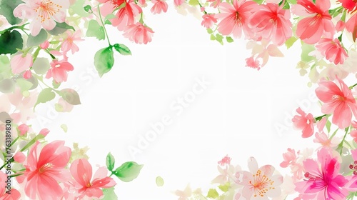 Spring May flower banner with watercolor painted floral motifs