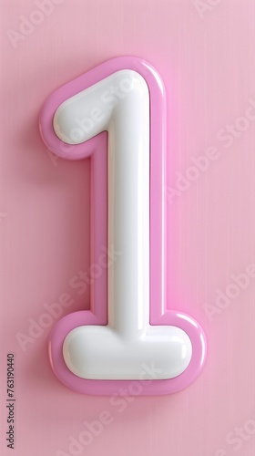 number one on a pink background.