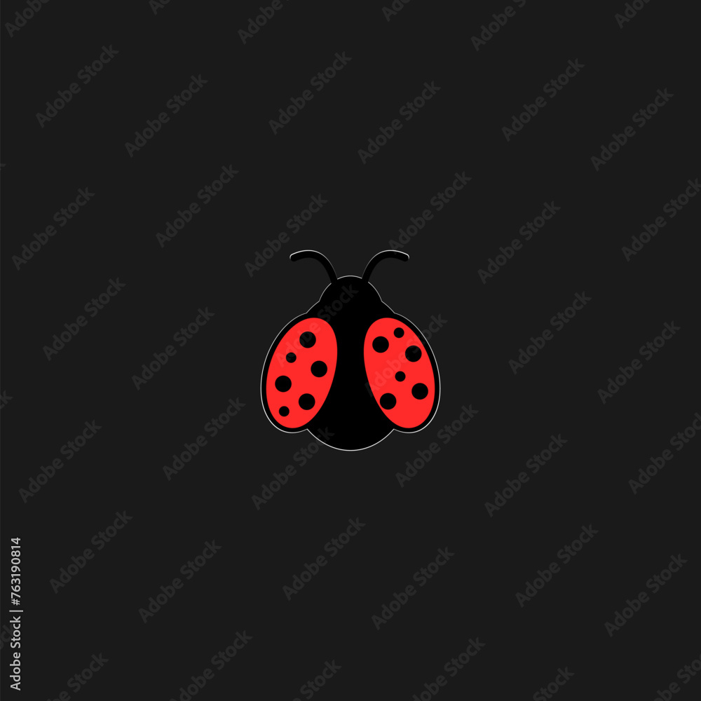 Simple illustration of ladybug icon isolated on black background Simple illustration of ladybug icon isolated on black background