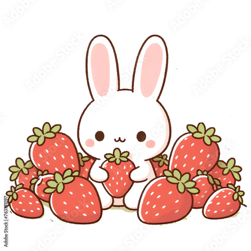 Clip art of rabbit and strawberry