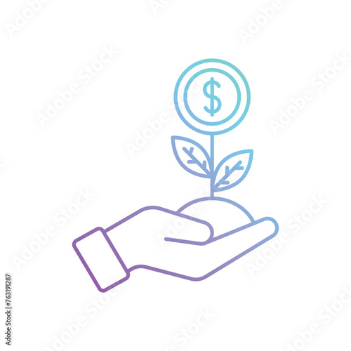Line gradient Money Growth vector icon