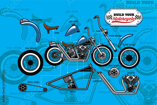 The chopper motorcycle logo reflects freedom and a strong personality. It symbolizes courage and freedom to express oneself with a unique and different style, marking the spirit of rebellion and coura photo