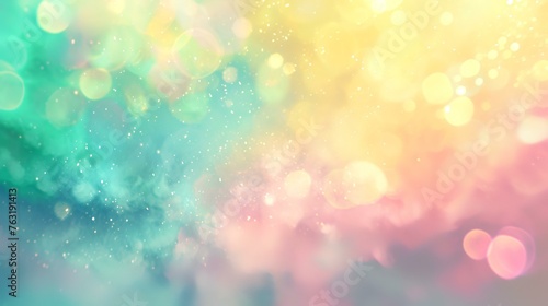 Abstract background with bokeh defocused lights and stars, rainbow colors © Robina