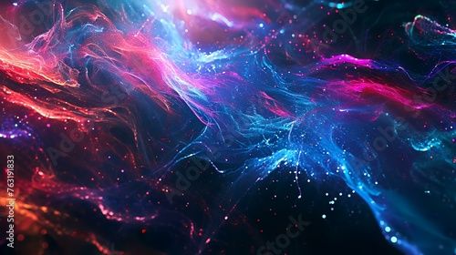 3D rendering of abstract digital particles. Futuristic shape with depth of field and bokeh. 3d render of glowing particles with depth of field and bokeh.