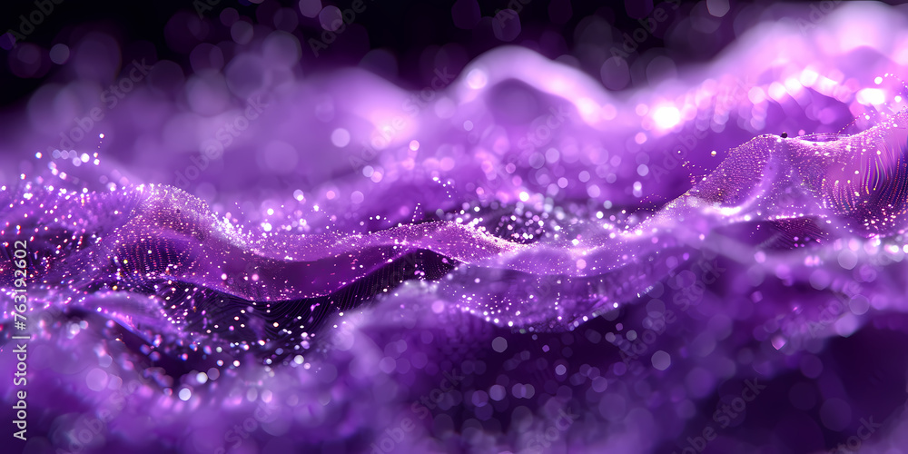 Abstract Cosmic Background, Ultra Violet Neon Rays, Glowing Lines - A Purple Waves With Dots Abstract Cosmic Background, Ultra Violet Neon Rays, Glowing Lines - A Purple Waves With Dots
