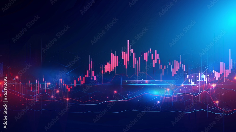 Stock market or forex trading graph and candlestick chart suitable for financial investment concept. Economy trends background for business idea and all art work design. Abstract finance background. 