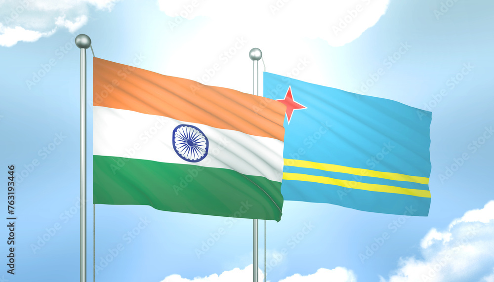 India and Aruba Flag Together A Concept of Relations India and Aruba Flag Together A Concept of Relations
