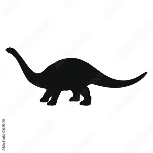 Brachiosaurus silhouette icon sign. Dinosaur black symbol design. Dino vector illustration isolated on white background. Jurassic prehistoric animal.