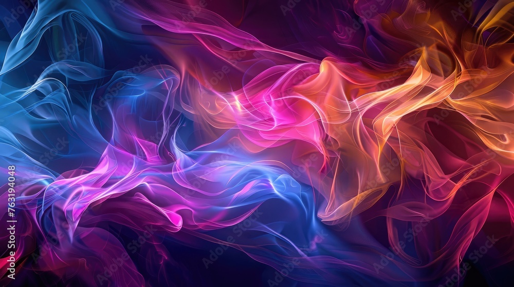 Dynamic Abstract Waves in Vibrant Fiery and Cool Hues. Dynamic Abstract Waves in Vibrant Fiery and Cool Hues.