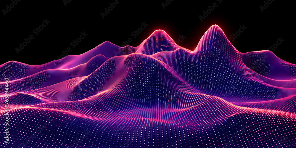 Abstract Neon Background With Glowing Lines And Dots - A Purple And Pink Dotted Mountain Abstract Neon Background With Glowing Lines And Dots - A Purple And Pink Dotted Mountain