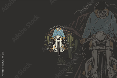 The motorbike logo with a skull rider reflects the spirit of courage and assertiveness on the road. He interprets the courage to face challenges and awareness of the shortness of life.