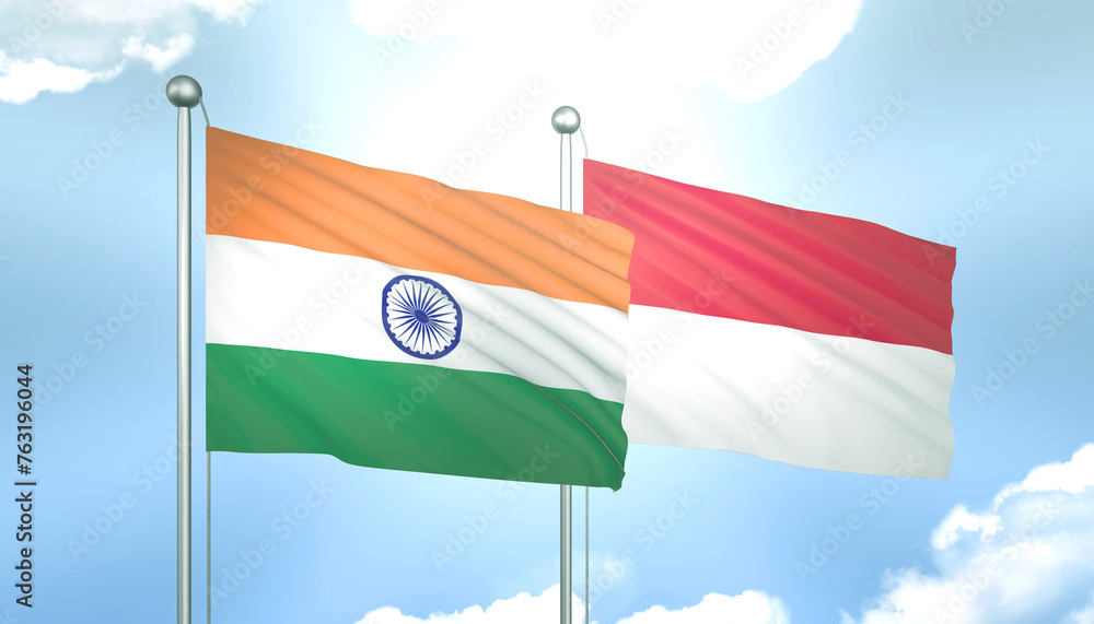 India and Monaco Flag Together A Concept of Relations India and Monaco Flag Together A Concept of Relations