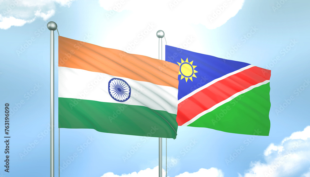 India and Namibia Flag Together A Concept of Relations India and Namibia Flag Together A Concept of Relations