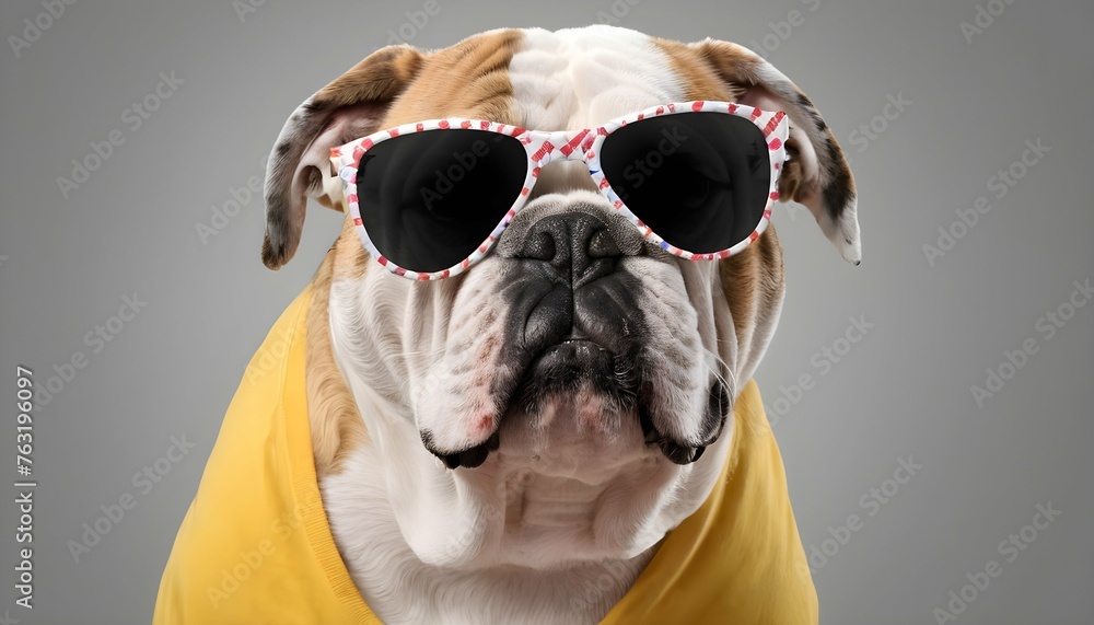 A Goofy Bulldog Wearing Sunglasses Upscaled