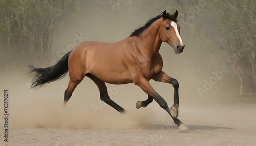 A Horse With Its Legs Kicking Up Dust Trotting Upscaled 2