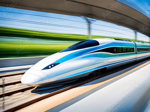 High speed train with motion blur background.