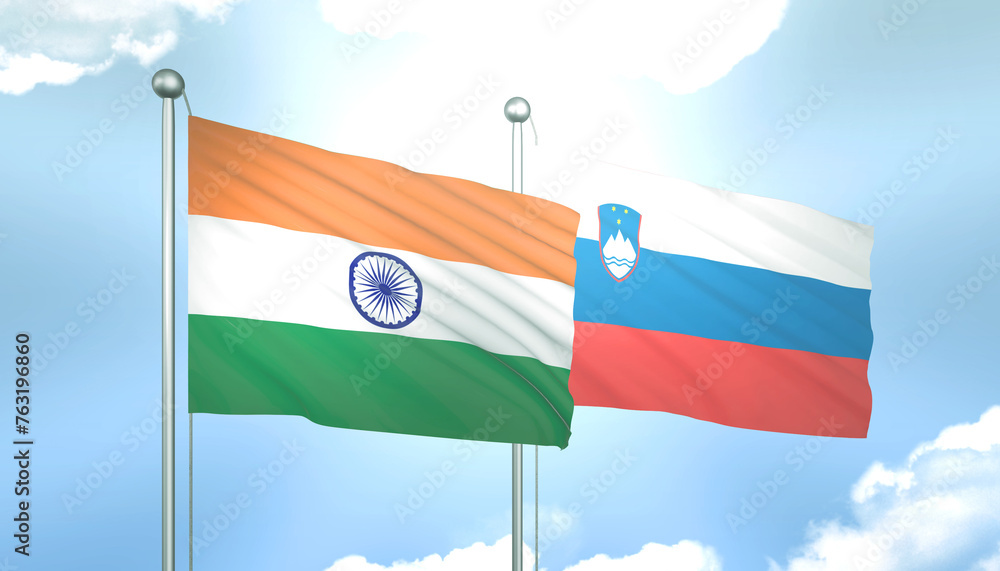 India and Slovenia Flag Together A Concept of Relations India and Slovenia Flag Together A Concept of Relations