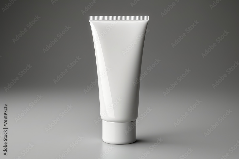 Blank White Cosmetic Tube Mockup on Dark Background Blank White Cosmetic Tube Mockup on Dark Background