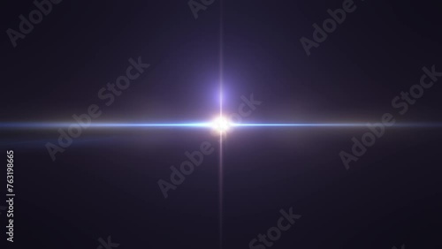 Loop flickering center gold blue flash lights optical lens flares shiny animation  on black background loop. 4K natural lighting lamp rays effect dynamic orange bright vdo for overlay your project.  photo