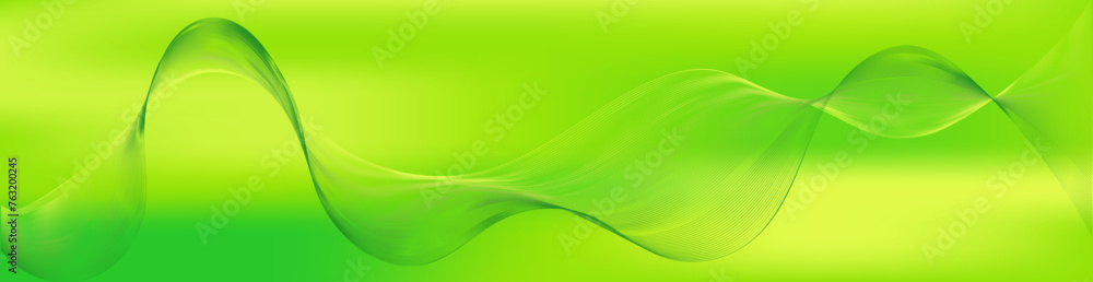 Green horizontal background with abstract dynamic wave lines. Vector gradient banner with copy space. Stylish blank design for social networks, website, web Green horizontal background with abstract dynamic wave lines. Vector gradient banner with copy space. Stylish blank design for social networks, website, web