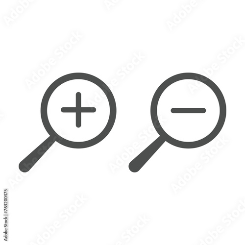 Zoom in and Zoom out magnifying glass icon vector. Vector illustration for the web design. EPS file 190.