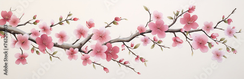 Branch with pink flowers painting