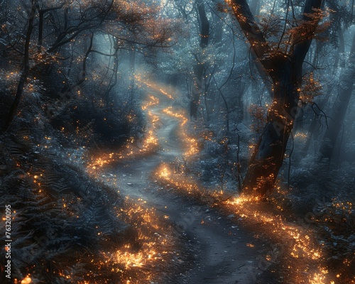 Grove of whispering embers where each spark tells a story © AlexCaelus