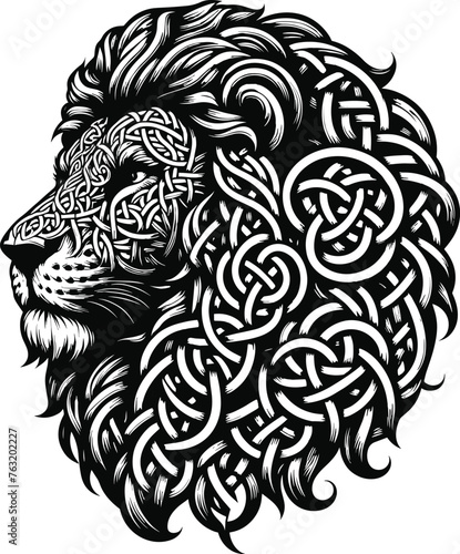 Celtic Lion Face Vector illustration.