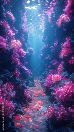 Subterranean oceanic vaults glowing anemones