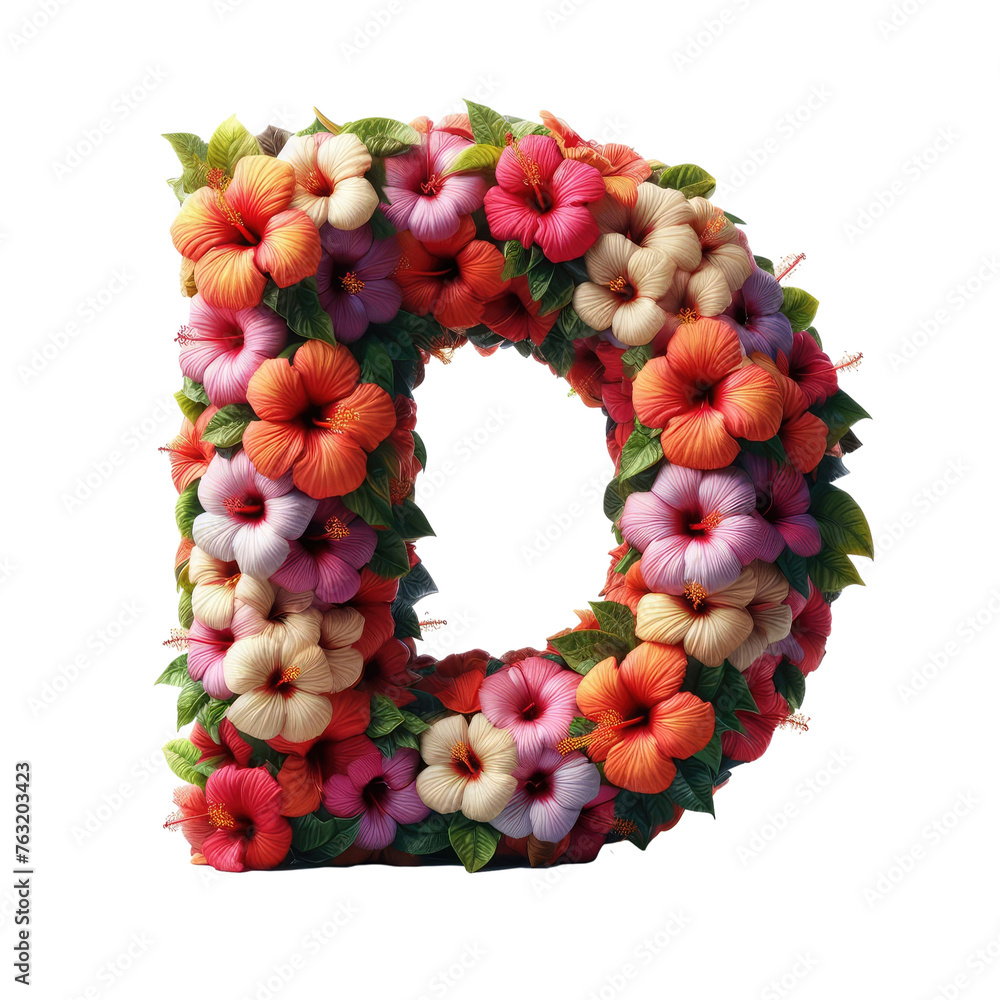 Isolated Floral Letter on a Clear PNG Canvas, Generative AI Isolated Floral Letter on a Clear PNG Canvas, Generative AI