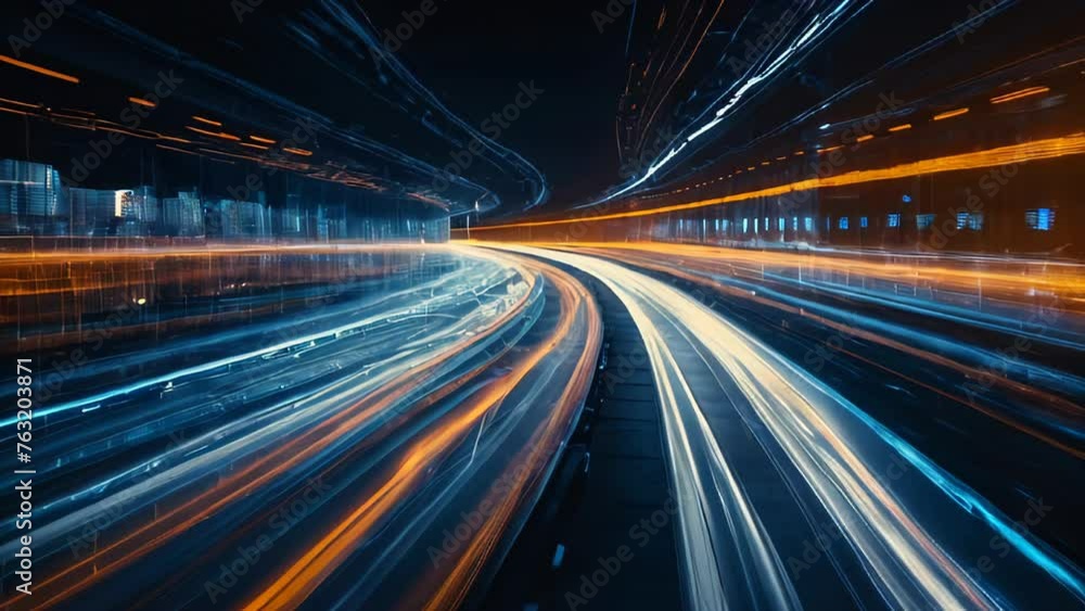 Abstract visuals of intersecting blue and orange lights depicting motion faster than the speed of light.
Abstract visuals of intersecting blue and orange lights depicting motion faster than the speed of light.
