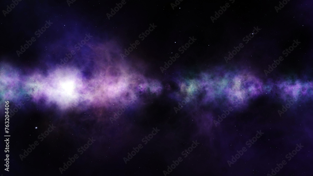 Fantasy universe with stars and nebula cloud illustration background.